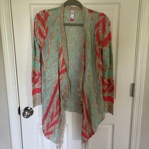 No Boundaries Knit Open Front Fringe Cardigan Medium